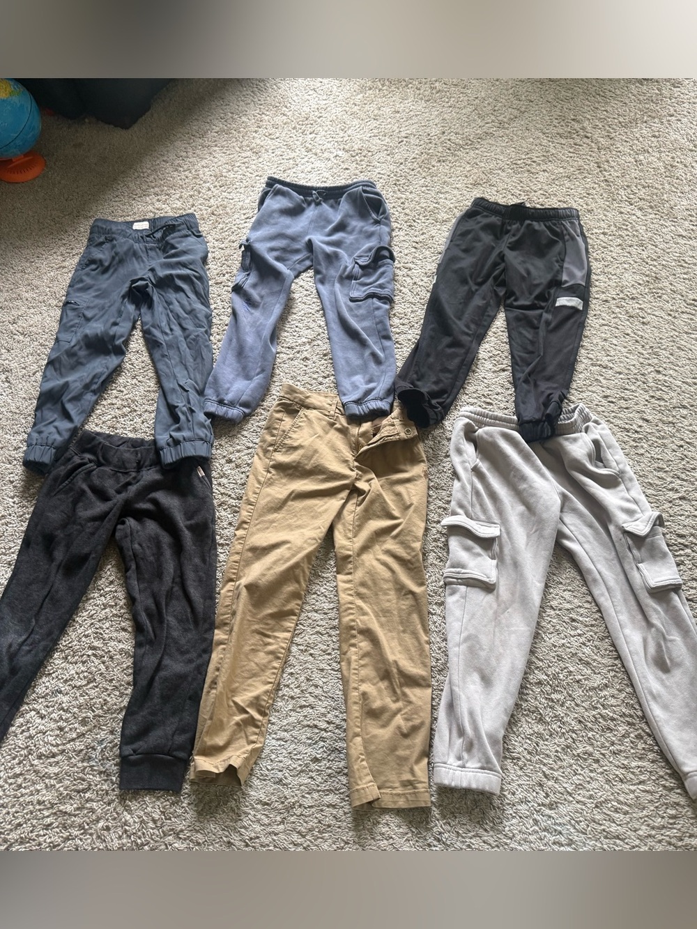 Bundle of boys Joggers & Cargo Pants - Black, Gray, Blue, Khaki size 8!!!!